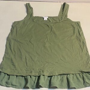 J. Crew Olive Green Ruffle Hem Camisole